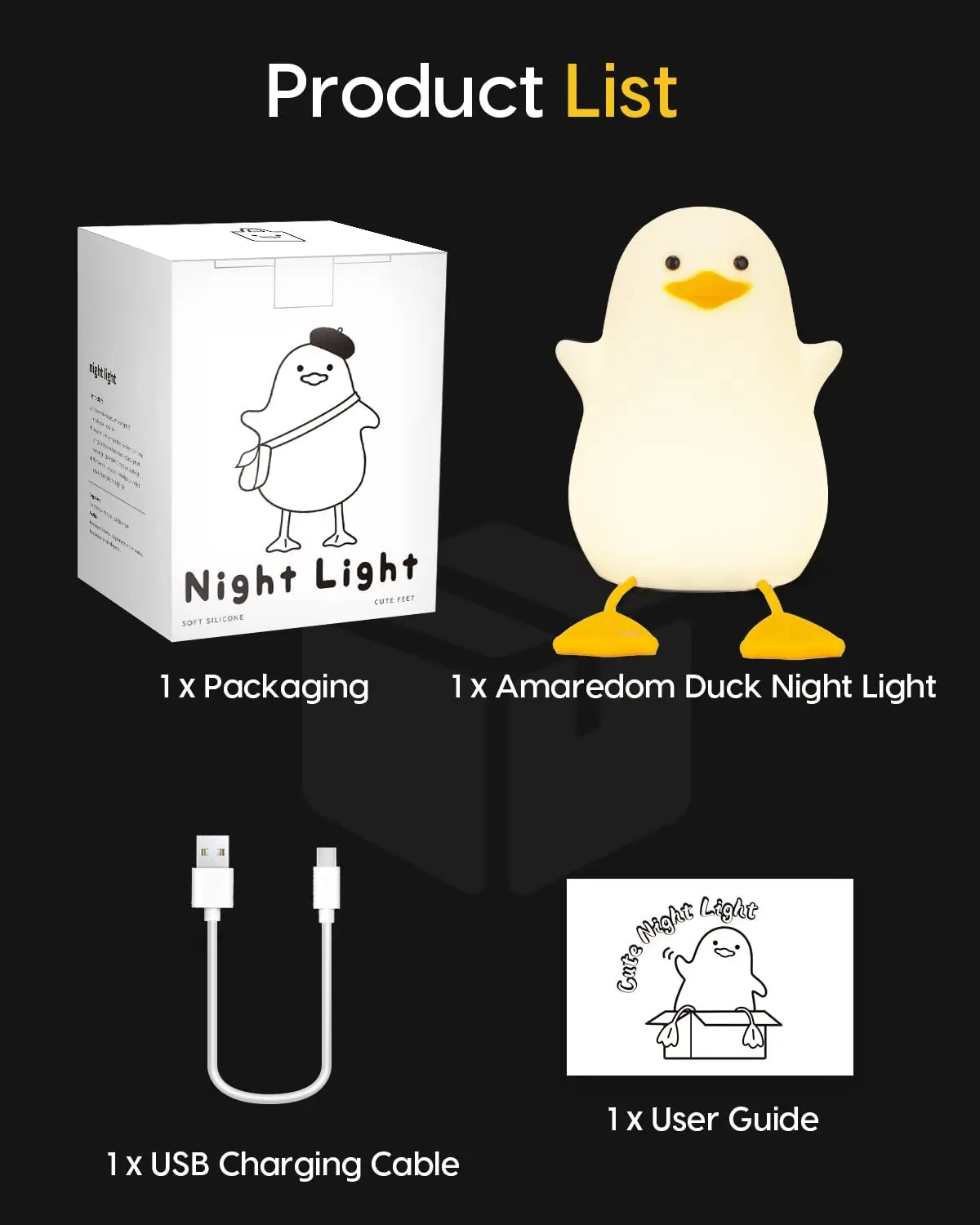 Lámpara LED de noche para niños Pato